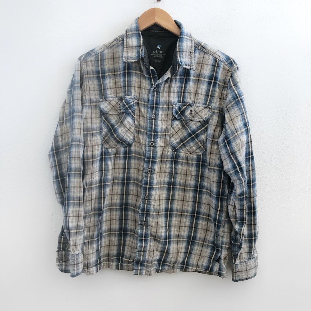KUHL Long Sleeve Plaid Button Down Shirt Medium Size